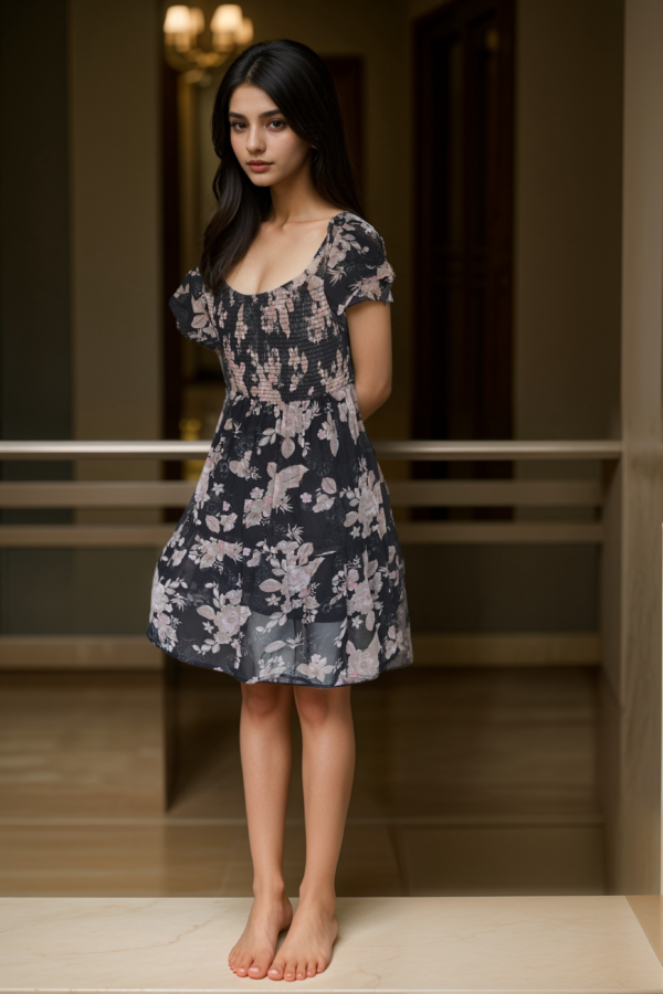 Black Printed Fit & Flare Dress