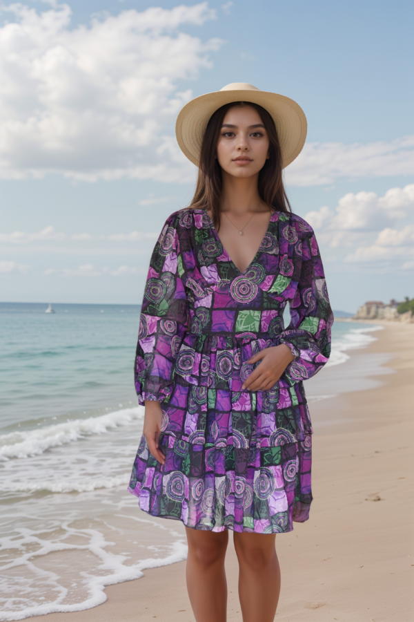 Block Printed Layered Dress - Image 2