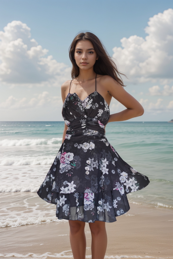 Backless Printed Flare Dress - Image 2