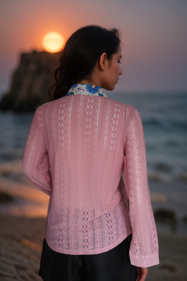 Shirt Style Net Top - Image 2